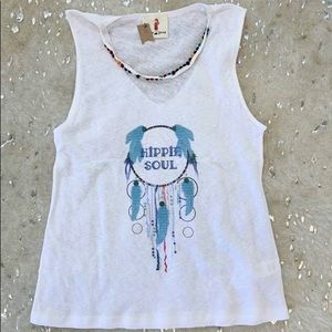 Boho Jane Hippie Pom Pom MED Tank Top - NWT